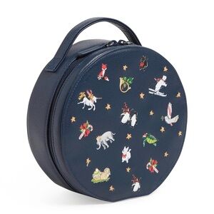 NWT Vera Bradley Christmas Round Navy cosmetic Bag